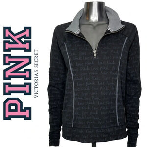 🛍️3/$40 Pink Victoria’s Secret Yoga Black Logo Pullover Sweatshirt Size Small